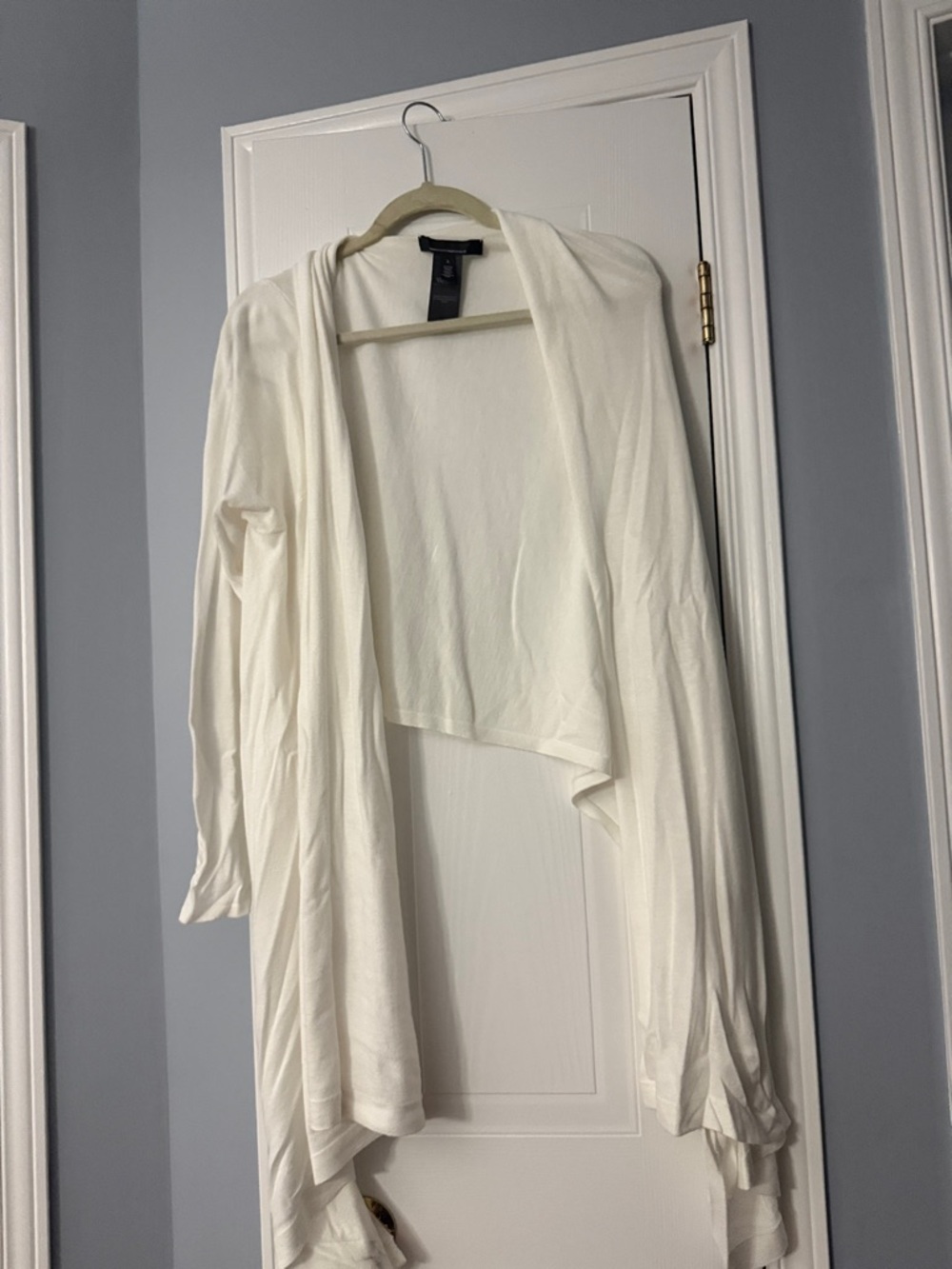 White House Black Market Cream Open-Front Draped Cardigan